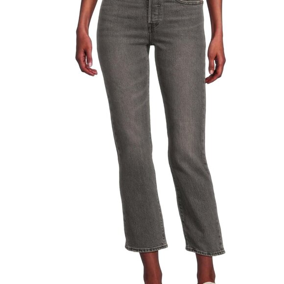 Levi's 501 Premium Crop Jeans - Straight Leg in Gray Worn in - Picture 8 of 13